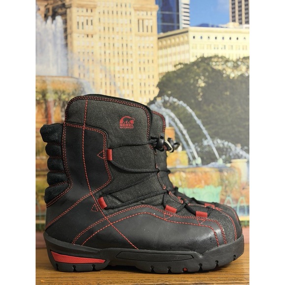 Sorel Shoes - Sorel Sneaky Pete Boots Black Red Men's Size 6 Womens Size 7.5